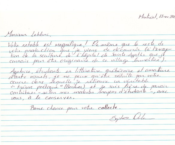 Lettre pour Pierre Leblanc