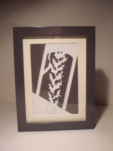 Oeuvre decoupee et encadree de Pierre Leblanc